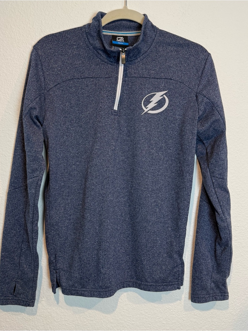 Tampa Bay Lightning NHL Youth Boys Bolts Long Sleeve 1/4 Zip Pullover Sz L 14/16